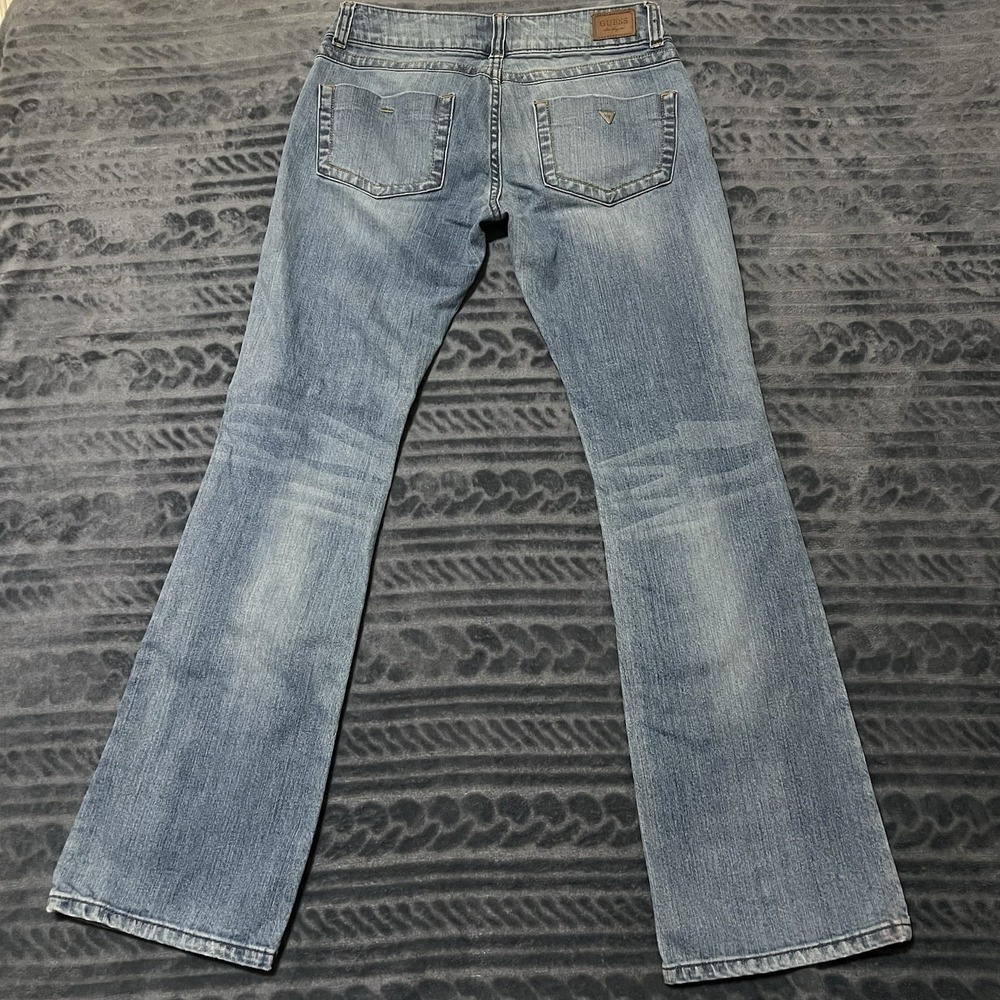 Guess Premium Daredevil Boot Cut Jeans Womens Tag:30/34 (30x32) Blue Low Rise - Picture 5 of 8